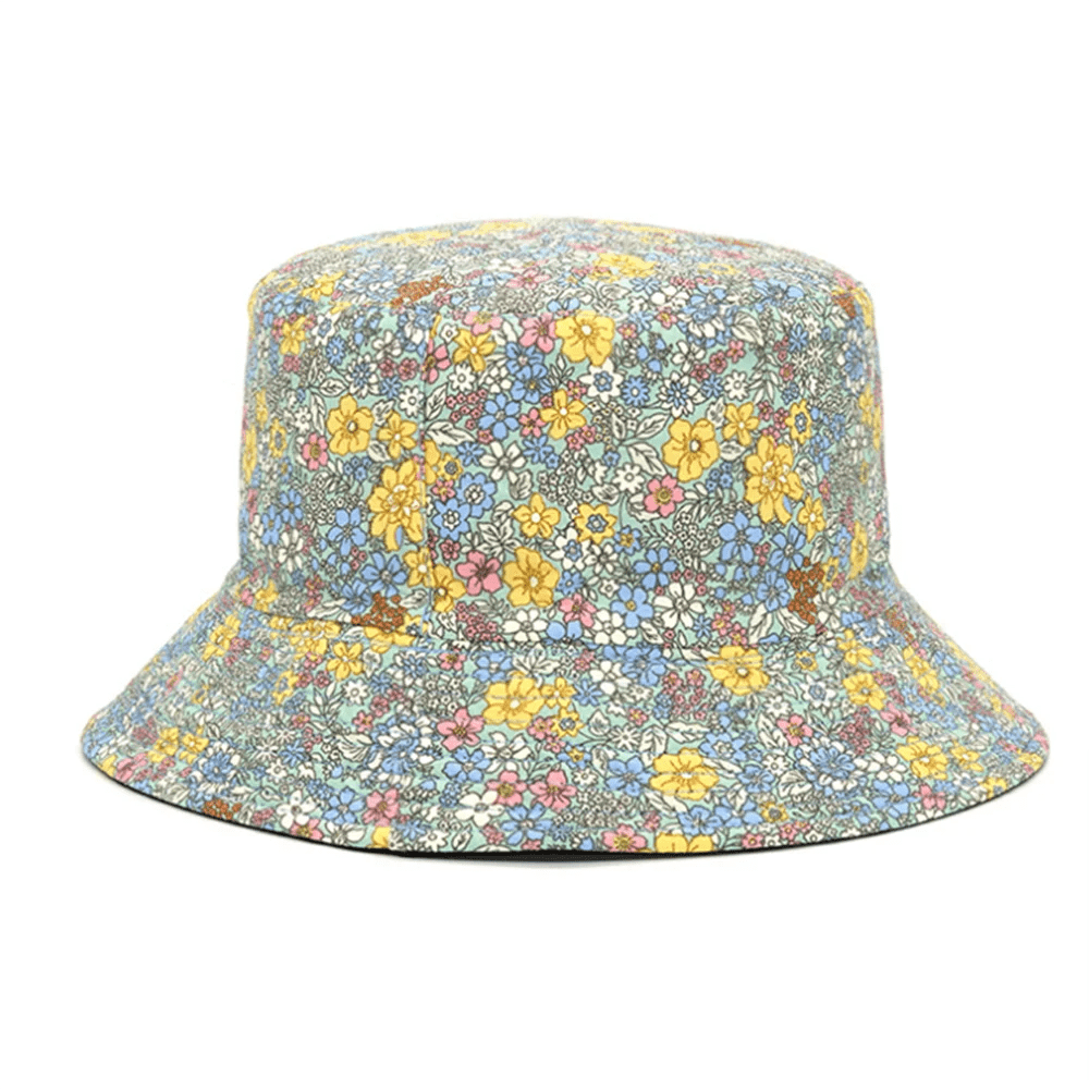 NEW Spring and Summer Small Floral Print Bucket Hat Trend Flower Double-Sided Male Wild Basin Sun Woman Cap | TINMICO - TINMICO