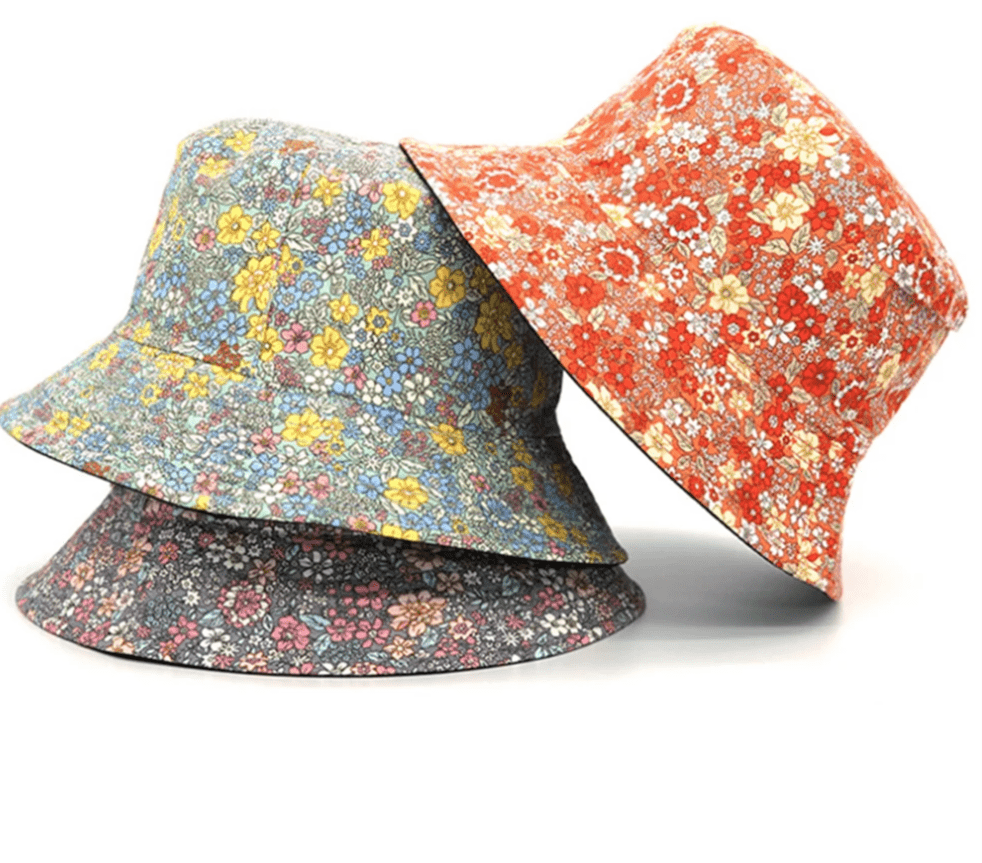 NEW Spring and Summer Small Floral Print Bucket Hat Trend Flower Double-Sided Male Wild Basin Sun Woman Cap | TINMICO - TINMICO