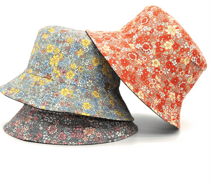 NEW Spring and Summer Small Floral Print Bucket Hat Trend Flower Double-Sided Male Wild Basin Sun Woman Cap | TINMICO - TINMICO