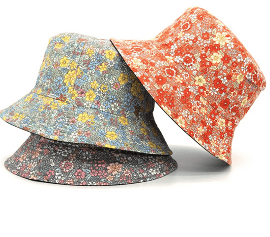 NEW Spring and Summer Small Floral Print Bucket Hat Trend Flower Double-Sided Male Wild Basin Sun Woman Cap | TINMICO - TINMICO