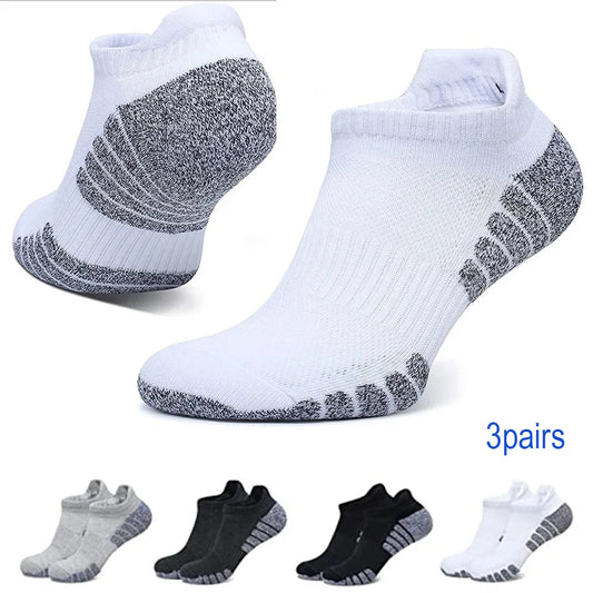New thickened towel bottom running socks mesh boat socks non-slip breathable sports socks Low cut Men's socks Women's socks,3pairs | TINMICO - TINMICO