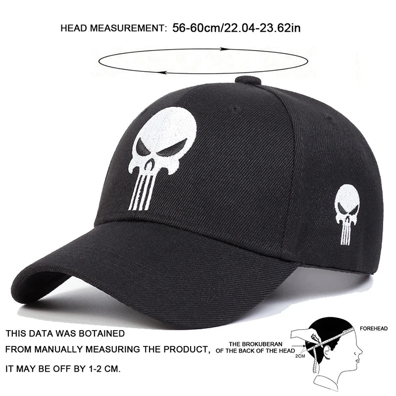 New Unisex Skull Head Embroidery Baseball Caps Spring Autumn Outdoor Adjustable Casual Hats Sunscreen Hat | TINMICO - TINMICO