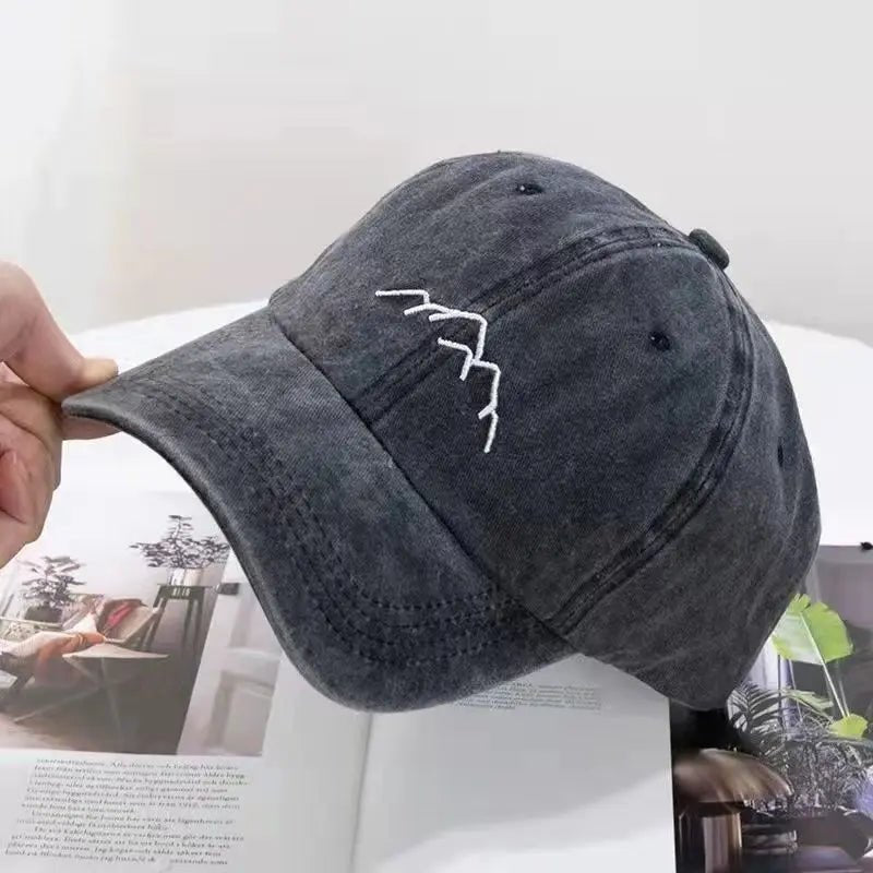New Unisex Washed Cotton Cap Mountain Embroidery Vintage Baseball Cap Men Women Adjustable Casual Outdoor Streetwear Sports Hat - TINMICO
