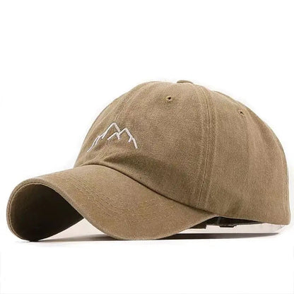 New Unisex Washed Cotton Cap Mountain Embroidery Vintage Baseball Cap Men Women Adjustable Casual Outdoor Streetwear Sports Hat - TINMICO