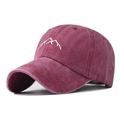 New Unisex Washed Cotton Cap Mountain Embroidery Vintage Baseball Cap Men Women Adjustable Casual Outdoor Streetwear Sports Hat - TINMICO