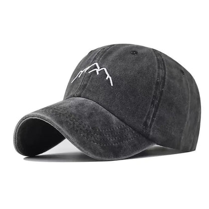 New Unisex Washed Cotton Cap Mountain Embroidery Vintage Baseball Cap Men Women Adjustable Casual Outdoor Streetwear Sports Hat - TINMICO