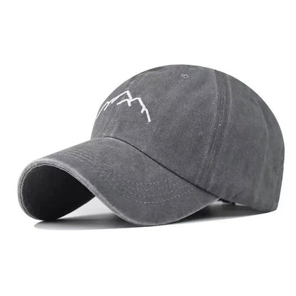 New Unisex Washed Cotton Cap Mountain Embroidery Vintage Baseball Cap Men Women Adjustable Casual Outdoor Streetwear Sports Hat - TINMICO
