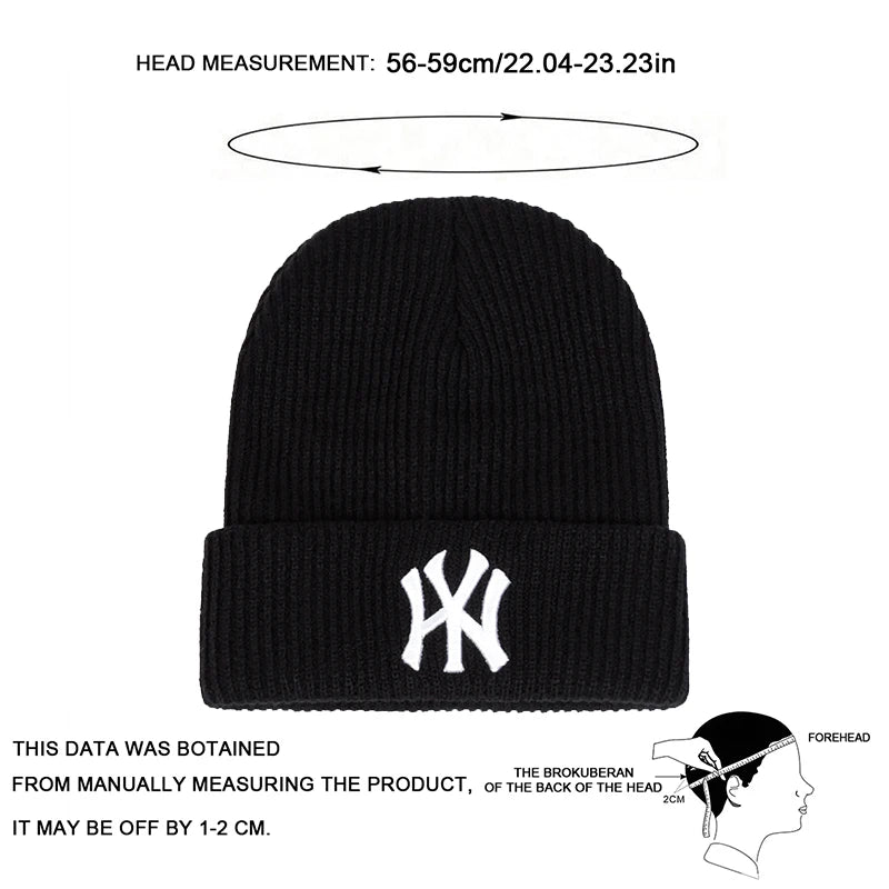 New Unisex WY Letter Embroidery Beanies Hats Autumn Winter Warm Hat Hip Hop Caps for Women Men | TINMICO - TINMICO