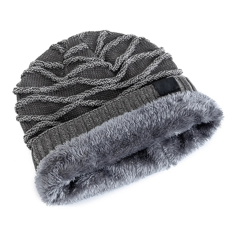 New Winter Hats Add Fur Lined Men And Women Warm Beanie Cap Casual Five-pointed Star Decor Winter Knitted Hats Unisex Slouchy | TINMICO - TINMICO