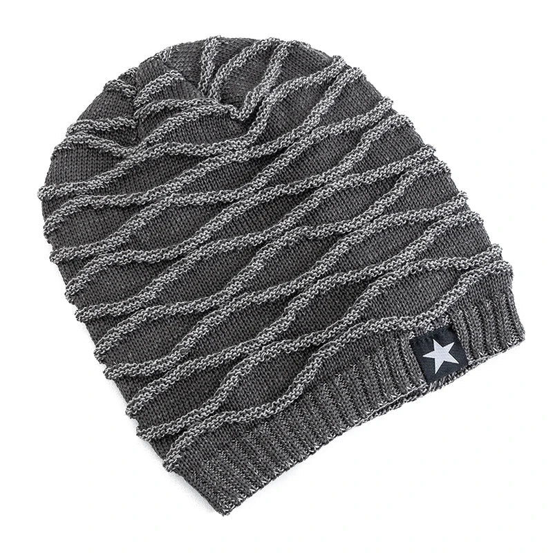 New Winter Hats Add Fur Lined Men And Women Warm Beanie Cap Casual Five-pointed Star Decor Winter Knitted Hats Unisex Slouchy | TINMICO - TINMICO