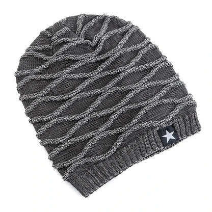 New Winter Hats Add Fur Lined Men And Women Warm Beanie Cap Casual Five-pointed Star Decor Winter Knitted Hats Unisex Slouchy | TINMICO - TINMICO