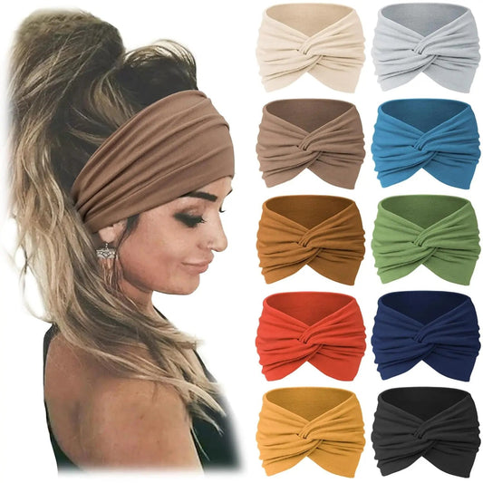 New Women Headbands African Wide Hair Wrap Turban Twist Headband for Women Large Sport Workout Stretch | TINMICO - TINMICO