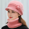 New Women Winter Hat Keep Warm Cap Add Fur Lined Hat & Scarf Warm Set Fashion Hat For Women Casual Faux Fur Flower Knitted Hat TINMICO - TINMICO