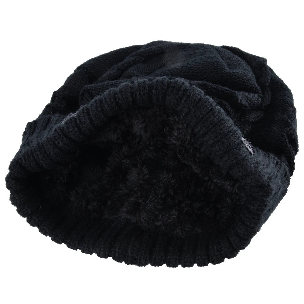 Skull Pattern Solid Color Hat With Metal Skulls Skullies Beanies Men's Knit Thick Hats, Winter Beanies Men Knitted TINMICO - TINMICO