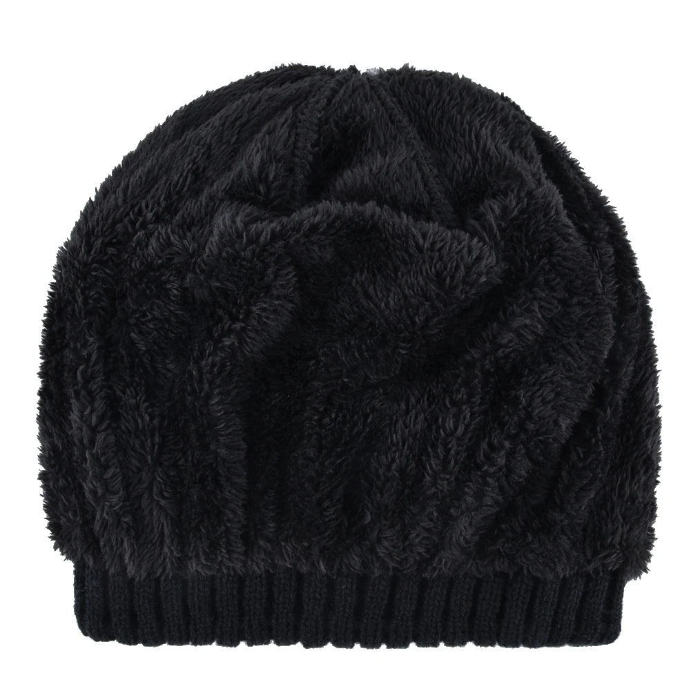 Skull Pattern Solid Color Hat With Metal Skulls Skullies Beanies Men's Knit Thick Hats, Winter Beanies Men Knitted TINMICO - TINMICO