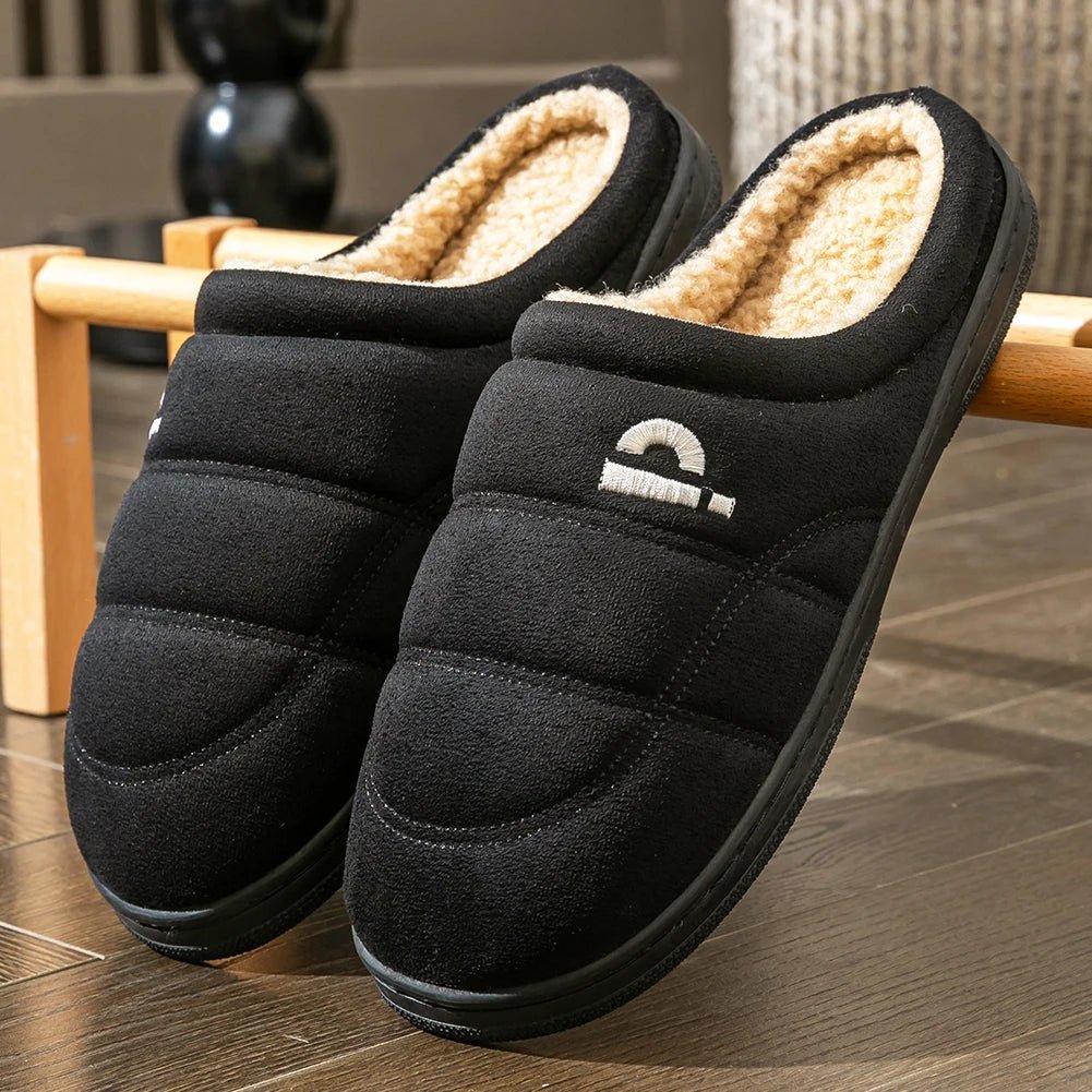 Slippers for men TPR Sole Memory Foam Warm Soft Cushion Non slip Stripe Design Comfortable Indoor House Shoes TINMICO - TINMICO
