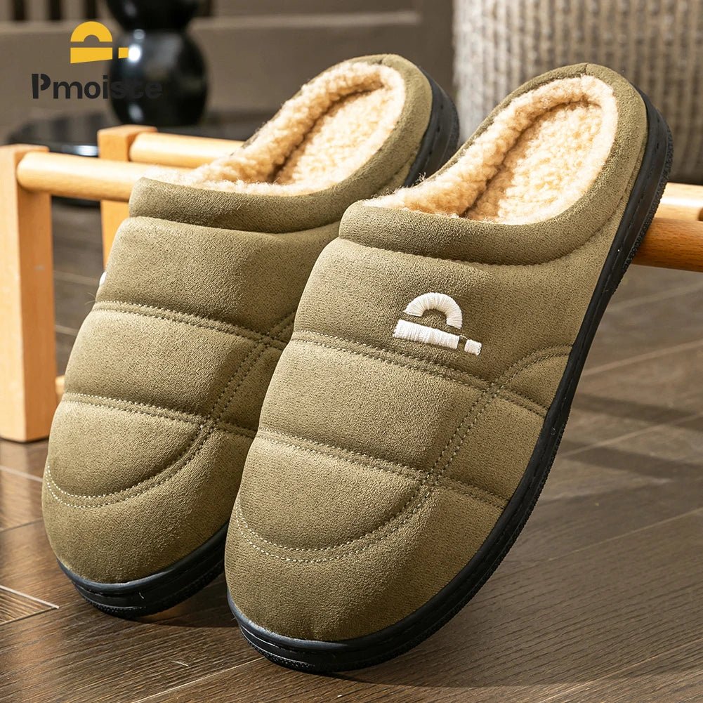 Slippers for men TPR Sole Memory Foam Warm Soft Cushion Non slip Stripe Design Comfortable Indoor House Shoes TINMICO - TINMICO