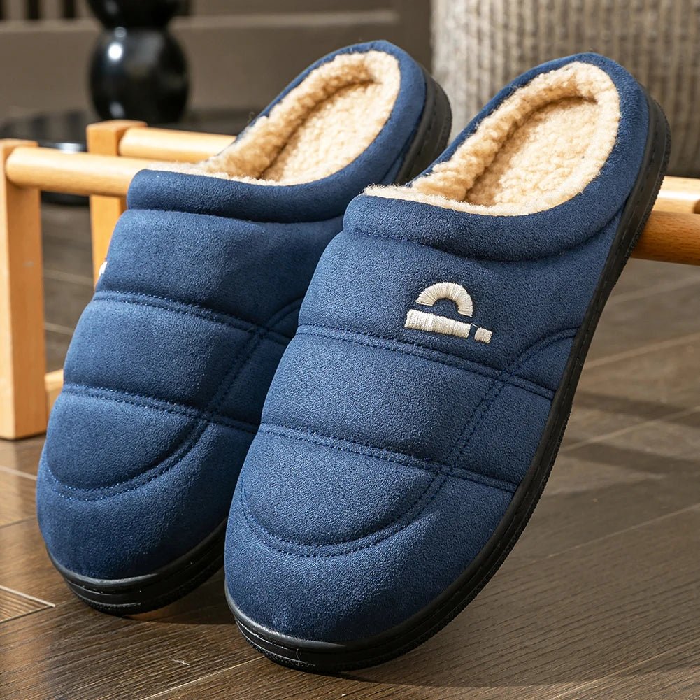 Slippers for men TPR Sole Memory Foam Warm Soft Cushion Non slip Stripe Design Comfortable Indoor House Shoes TINMICO - TINMICO