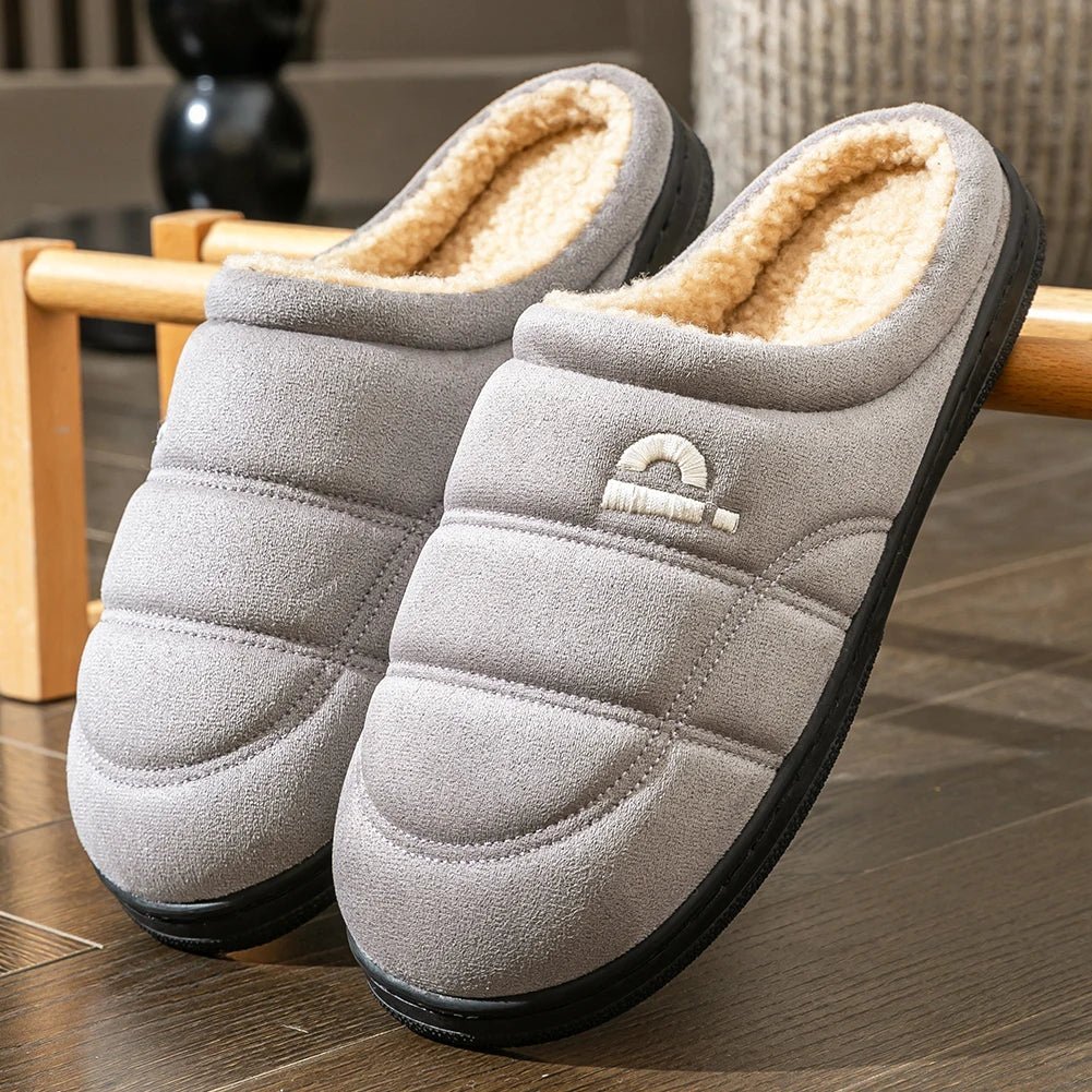 Slippers for men TPR Sole Memory Foam Warm Soft Cushion Non slip Stripe Design Comfortable Indoor House Shoes TINMICO - TINMICO