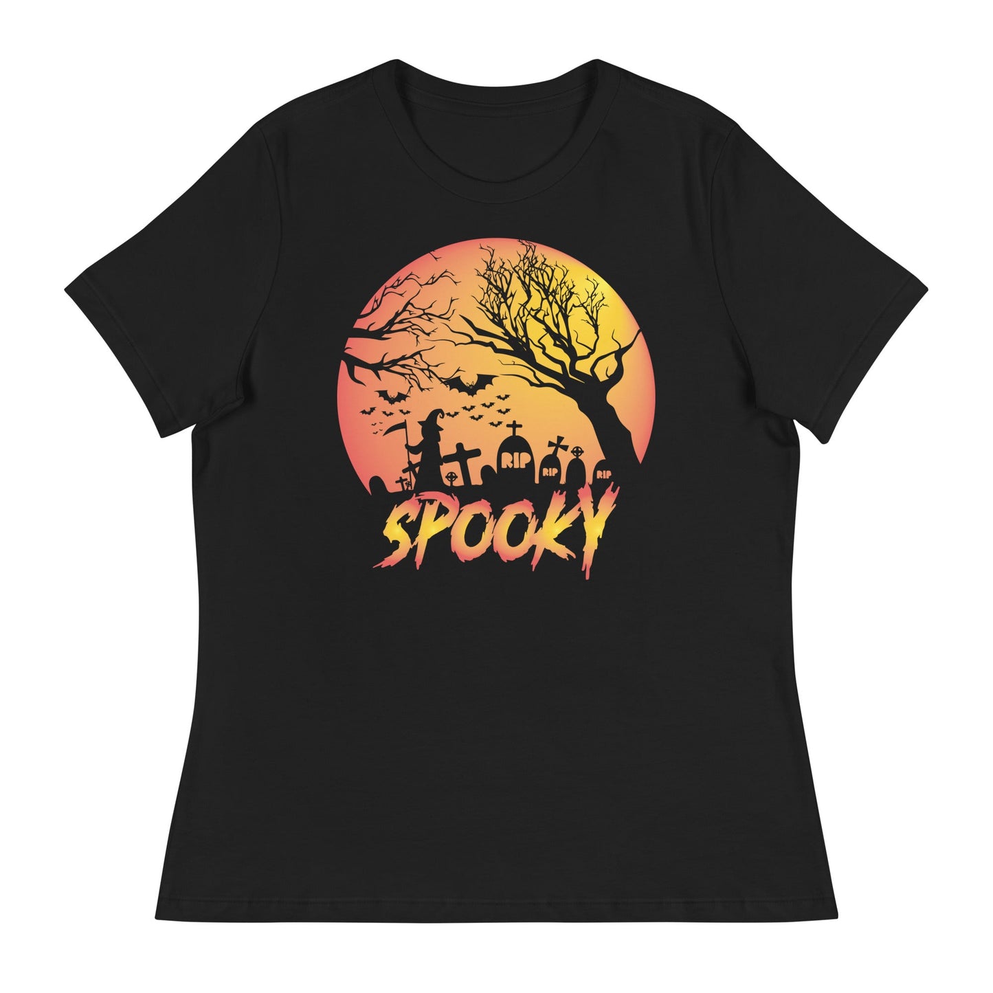 Spooky Halloween Women's Relaxed T-Shirt, Halloween Costumes for Women, Halloween Shirts for Women - TINMICO