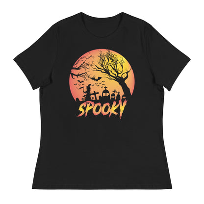 Spooky Halloween Women's Relaxed T-Shirt, Halloween Costumes for Women, Halloween Shirts for Women - TINMICO