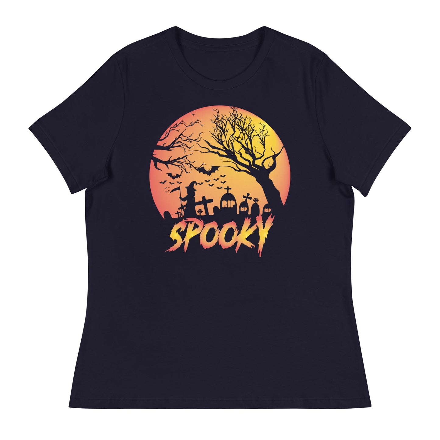 Spooky Halloween Women's Relaxed T-Shirt, Halloween Costumes for Women, Halloween Shirts for Women - TINMICO
