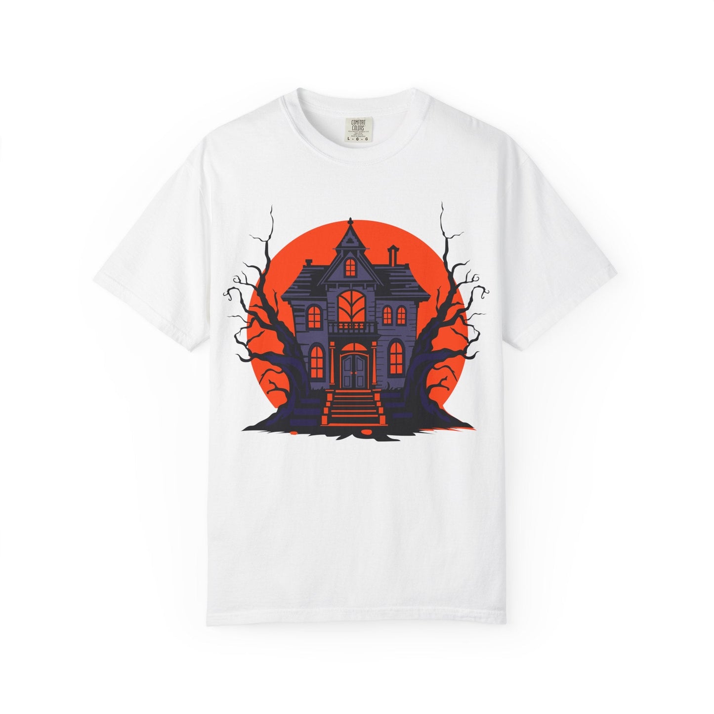 Spooky Haunted House T-Shirt, Halloween Tee, Unisex Halloween Apparel, Fall Fashion, Ghostly Graphic Shirt, Eerie T-Shirt - TINMICO