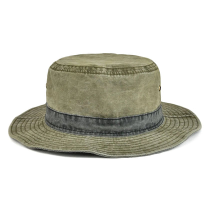 TINMICO Bucket Hats for Men Washed Cotton Outdoor Panama Hat Summer Fishing Hunting Cap UV Sun Protection Caps Panama Hat - TINMICO