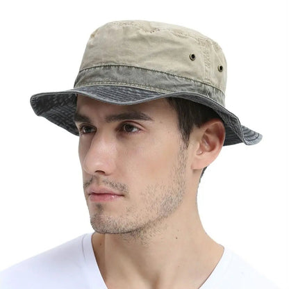 TINMICO Bucket Hats for Men Washed Cotton Outdoor Panama Hat Summer Fishing Hunting Cap UV Sun Protection Caps Panama Hat - TINMICO