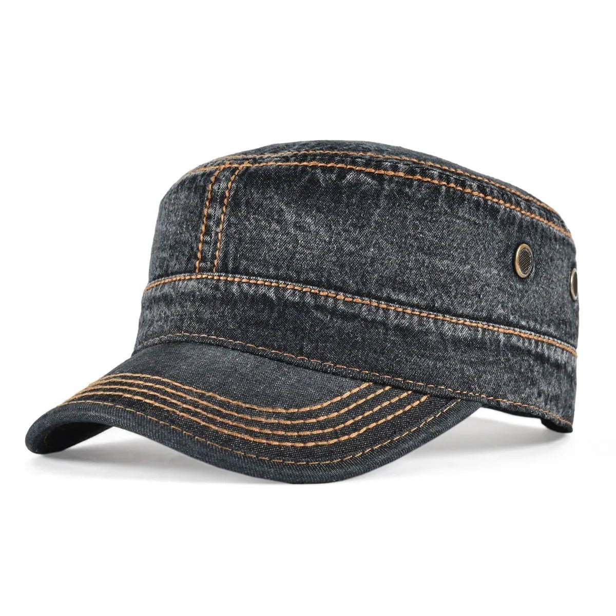 TINMICO Washed Cotton Military Cadet Army Caps for Men Vintage Flat Top Hats - TINMICO
