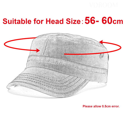 TINMICO Washed Cotton Military Cadet Army Caps for Men Vintage Flat Top Hats - TINMICO