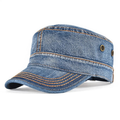 TINMICO Washed Cotton Military Cadet Army Caps for Men Vintage Flat Top Hats - TINMICO
