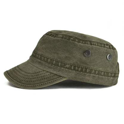 TINMICO Washed Cotton Military Cadet Army Caps for Men Vintage Flat Top Hats - TINMICO