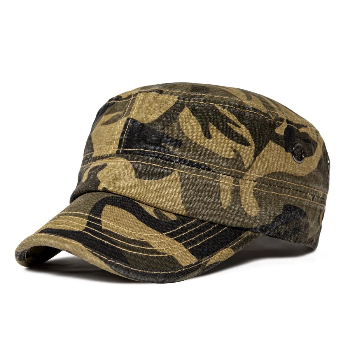 TINMICO Washed Cotton Military Cadet Army Caps for Men Vintage Flat Top Hats - TINMICO