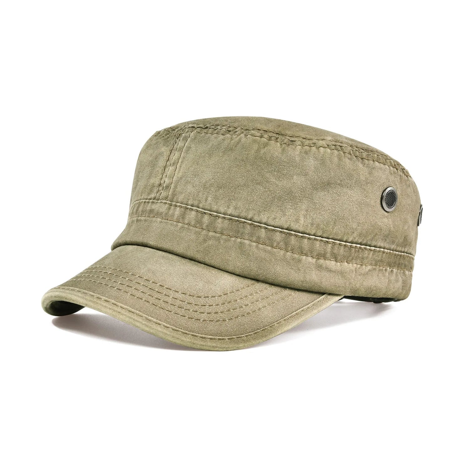 TINMICO Washed Cotton Military Cadet Army Caps for Men Vintage Flat Top Hats - TINMICO
