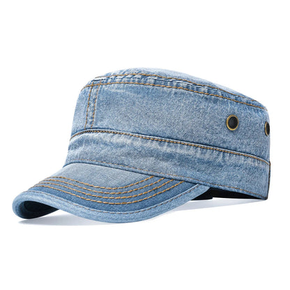 TINMICO Washed Cotton Military Cadet Army Caps for Men Vintage Flat Top Hats - TINMICO
