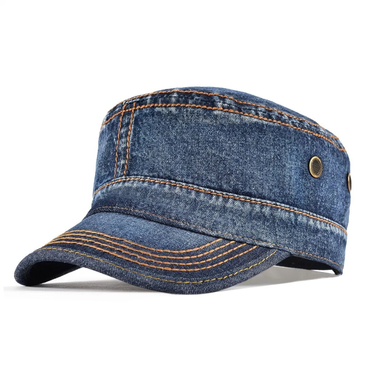 TINMICO Washed Cotton Military Cadet Army Caps for Men Vintage Flat Top Hats - TINMICO