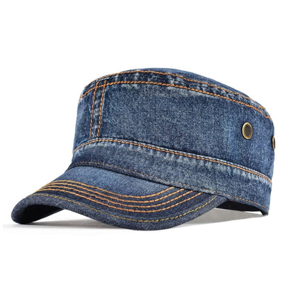 TINMICO Washed Cotton Military Cadet Army Caps for Men Vintage Flat Top Hats - TINMICO