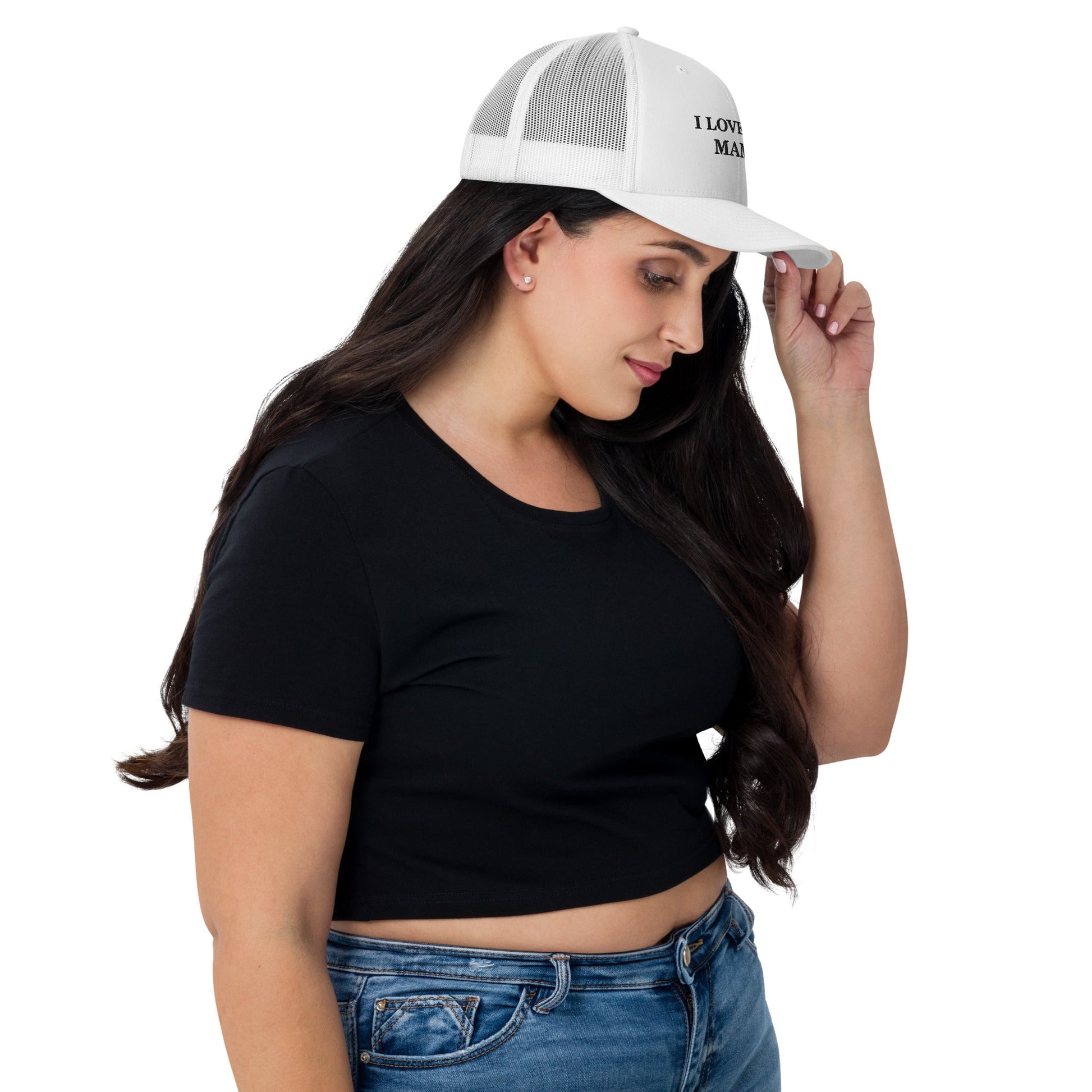 Trucker Cap I Love Mom Dad Hat Embroidery I Heart My Mother Appreciation Message Son & Daughter Heartwarming and Stylish Love and Gratitude Headwear - TINMICO