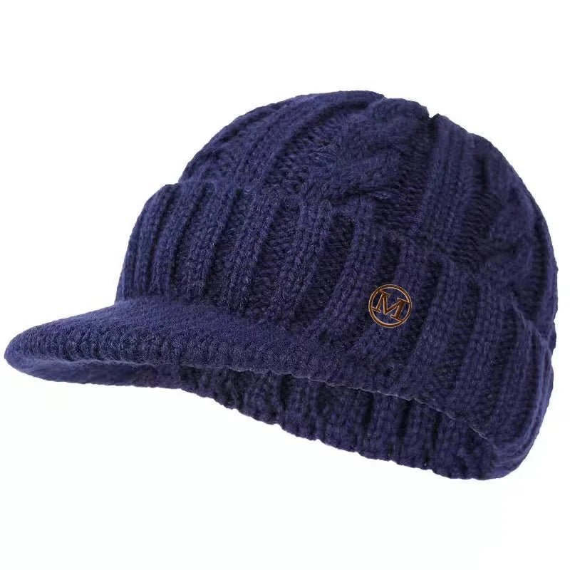 Twists Knitting Hat Keep Warm Winter Beanies for Men Outdoor Short Brim Duck Tongue Cap Winter Plush Thick Fried Dough | TINMICO - TINMICO