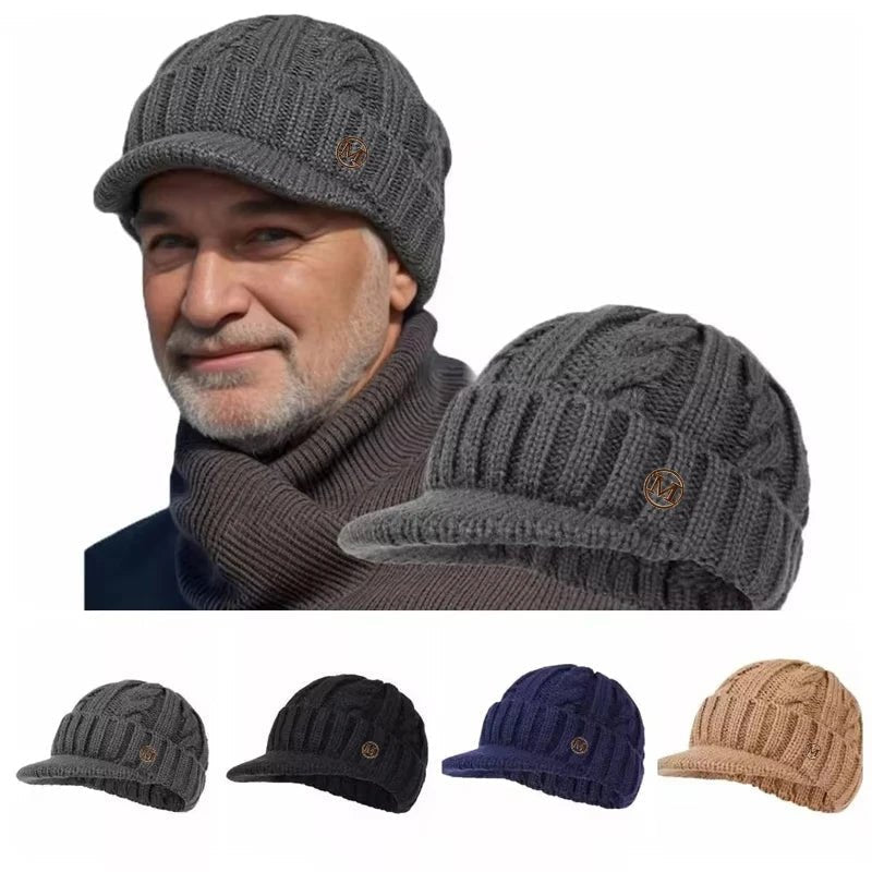Twists Knitting Hat Keep Warm Winter Beanies for Men Outdoor Short Brim Duck Tongue Cap Winter Plush Thick Fried Dough | TINMICO - TINMICO