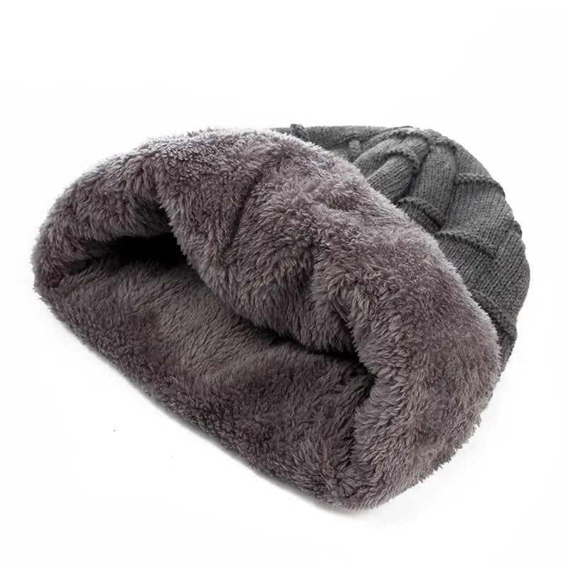 Unisex Fleece Lined Beanie Hat Knit Wool Warm Winter Hat Thick Soft Stretch Hat For Men And Women Fashion Skullies & Beanie | TINMICO - TINMICO