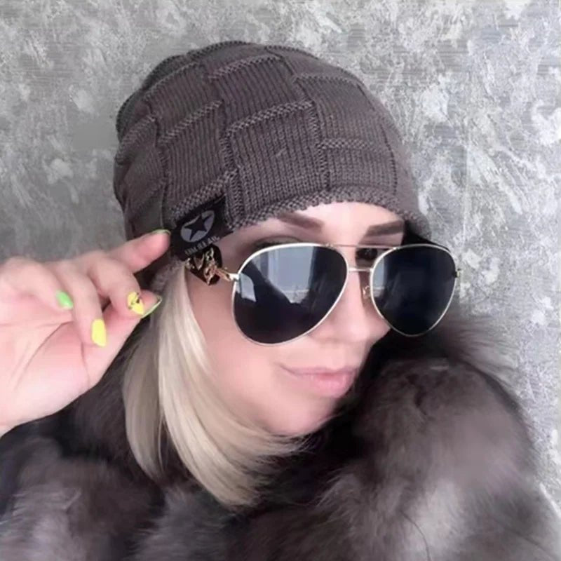 Unisex Fleece Lined Beanie Hat Knit Wool Warm Winter Hat Thick Soft Stretch Hat For Men And Women Fashion Skullies & Beanie | TINMICO - TINMICO