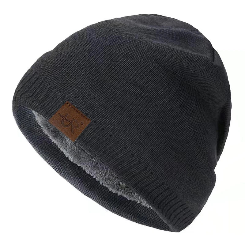 Unisex Winter Hats Solid Color Knitted Hats For Men And Women Beanie Cap Outdoor Add Fur Lining Warm Sports Hats|TINMICO - TINMICO