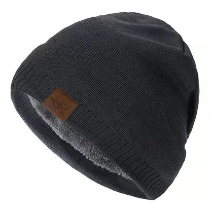 Unisex Winter Hats Solid Color Knitted Hats For Men And Women Beanie Cap Outdoor Add Fur Lining Warm Sports Hats|TINMICO - TINMICO