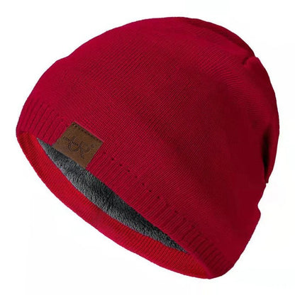 Unisex Winter Hats Solid Color Knitted Hats For Men And Women Beanie Cap Outdoor Add Fur Lining Warm Sports Hats|TINMICO - TINMICO