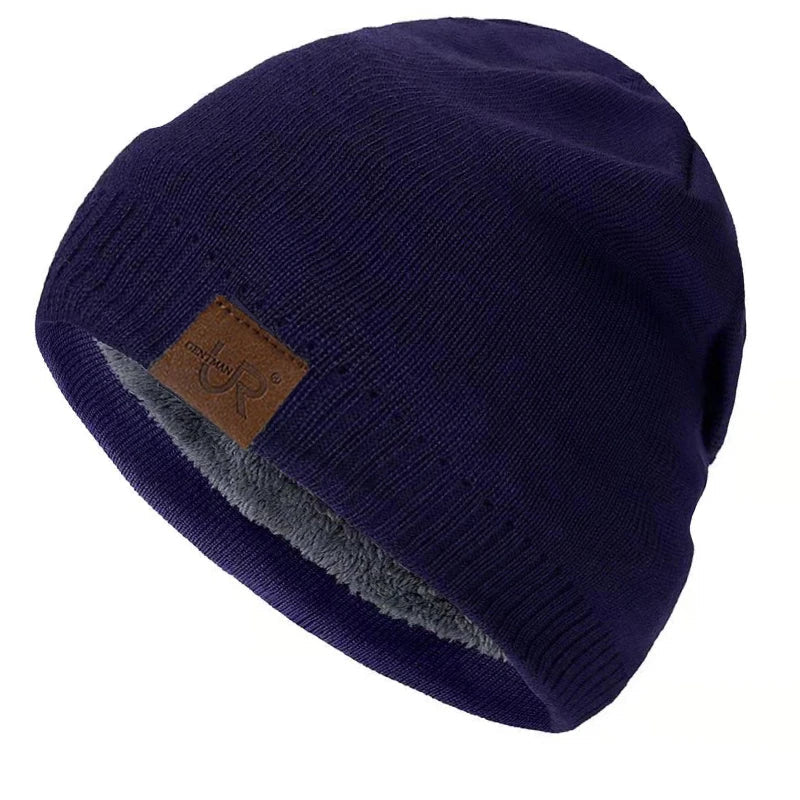 Unisex Winter Hats Solid Color Knitted Hats For Men And Women Beanie Cap Outdoor Add Fur Lining Warm Sports Hats|TINMICO - TINMICO