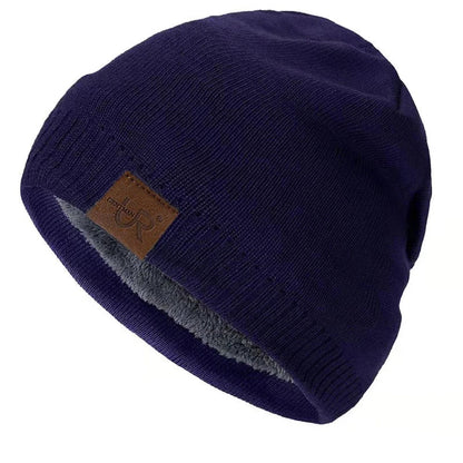 Unisex Winter Hats Solid Color Knitted Hats For Men And Women Beanie Cap Outdoor Add Fur Lining Warm Sports Hats|TINMICO - TINMICO