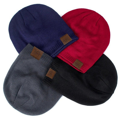 Unisex Winter Hats Solid Color Knitted Hats For Men And Women Beanie Cap Outdoor Add Fur Lining Warm Sports Hats|TINMICO - TINMICO