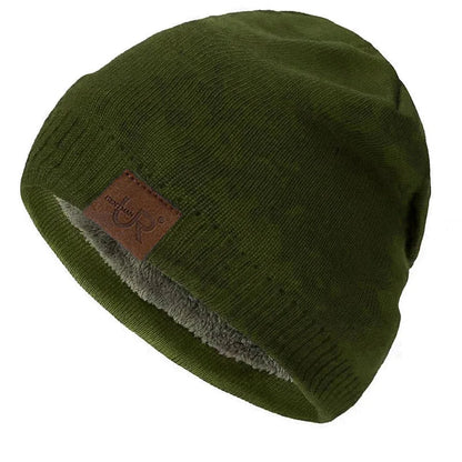 Unisex Winter Hats Solid Color Knitted Hats For Men And Women Beanie Cap Outdoor Add Fur Lining Warm Sports Hats|TINMICO - TINMICO